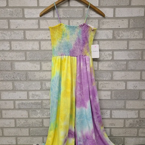 CY Vibrant Tie Dye Wide Leg Jumpsuit Size Large - Picture 2 of 8
